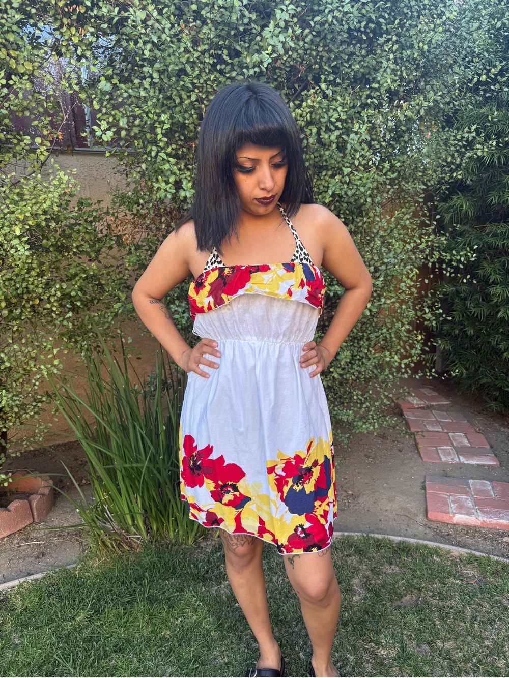Floral Summer Sundress in White, Red & Yellow